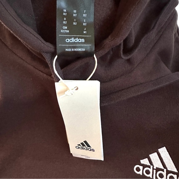 ADIDAS MEN FEEL COZY PULLOVER HOODIE SWEATSHIRT SHADOW(chocolate)BROWN NWT SzXLT - Picture 9 of 12